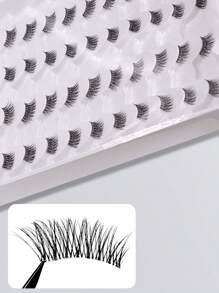 20 Pairs Of 12mm Transparent Stem Natural Style Half-Lashes For Daily Wear And Party - Black - View 2
