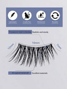 20 Pairs Of 12mm Transparent Stem Natural Style Half-Lashes For Daily Wear And Party - Black - View 5