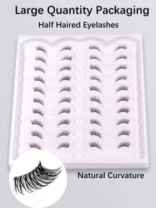 20 Pairs Of 12mm Transparent Stem Natural Style Half-Lashes For Daily Wear And Party - Black - View 6