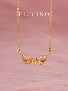 Dây chuyền mặt đá Cubic Zirconia hình trái tim thiên thần FICCINO, thép titan mạ vàng, trang sức O-Chain có thể điều chỉnh độ dài, trang phục hàng ngày dễ thương và đa năng, món quà lý tưởng cho các cô gái và bạn thân, đi kèm hộp quà tặng - 47n/69n - Xem 4