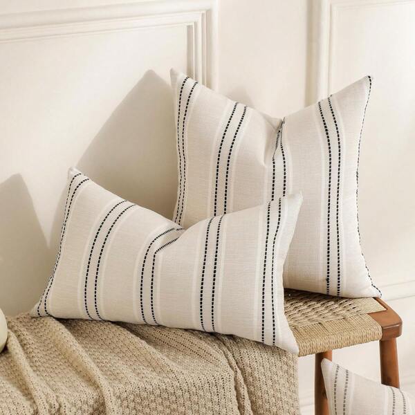2pcs Reversible Striped Pillow Covers, Casual Everyday Home Accessories