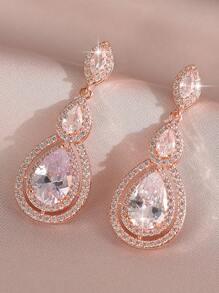 1 Đôi Quyến Rũ Giọt Nước AAA Cubic Zirconia Tòn Ten Bông Tai Nữ Cưới Đính Hôn Kỷ Niệm Trang Sức Dự Tiệc Quà Tặng Ngày Của Mẹ - giọt nước - Xem 8