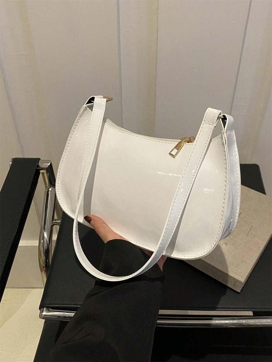 新款纯色时尚百搭高端感单肩包，优雅出门 - 白色 - 查看 1