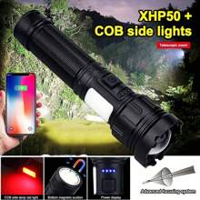 1 件装伸缩变焦高亮手电筒铝合金手电筒带侧灯电量显示可充电灯适用于户外露营家用应急照明手电筒 - 黑色 - 查看 1