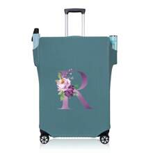 行李箱罩旅行箱罩适用于 18 至 32 英寸行李箱保护套男女户外度假旅行必备配件涤纶行李箱弹力防尘罩时尚首字母姓名 A 至 Z 字母印花 - 藍-圖案 1 - 查看 44