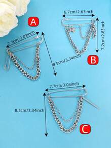 Ghim cài áo xích thời trang, Phụ kiện trang trí kim loại thời trang đường phố, Phụ kiện quần áo Unisex, Vừa vặn với vòng eo, Thích hợp làm quà tặng Giáng sinh, Năm mới, Ngày lễ tình nhân - Nhiều màu - Xem 3