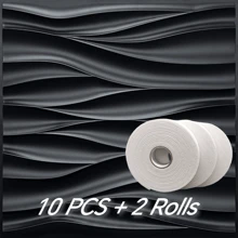 NKEN Panouri de perete 3D artistice cu model liniar. 29,4 x 29,4 cm, alb mat/negru. Material, inodor, ușor, ușor de instalat, rezistent la foc, impermeabil și la umezeală, potrivit pentru decorarea pereților în case, camere, băi, dormitoare și camere de zi. Ziua Mamei.