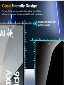 Bộ 4 miếng dán màn hình kính cường lực - Bề mặt bóng, Bảo vệ toàn diện quyền riêng tư, Dễ dàng lắp đặt, Chống vân tay, Chống trầy xước, Tương thích với GalaxyA54 5G / A55 5G / A70 / A71 / A72 / A73 5G / A10 / A10S / A03 / A03S / A04 / A04e / A04s / A13 5G / A24 4G / A34 / A14 5G / A23 / A52 / A51 / A53 5G - màu đen - Xem 4