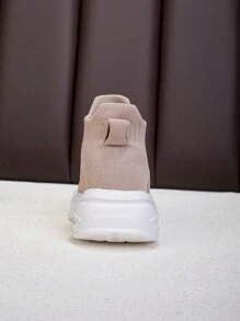 Children High-Top Breathable Lightweight Soft Sole Non-Slip Wear-Resistant Fashionable Casual Athletic Shoes, Sports Running Sneakers For Boys And Girls, Milky White - Beige - View 9