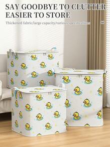 1PC 床上用品收纳袋 大容量衣物收纳袋 玩具收纳袋 杂物收纳袋 柜顶收纳袋 床底收纳袋 后备箱收纳袋 双向合金拉链 可折叠可洗 加宽手柄 柔韧面料 适用于居家床上用品收纳、衣物收纳、杂物收纳 - 白色 - 查看 1