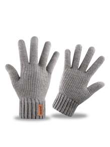 1 双秋冬手套女士男士寒冷天气，女士男士保暖羊毛针织手套，带保暖新雪丽内衬，全指触屏手套防滑骑行滑雪驾驶滑雪手套，暖手器，雪地手套， - 彩色 - 查看 9