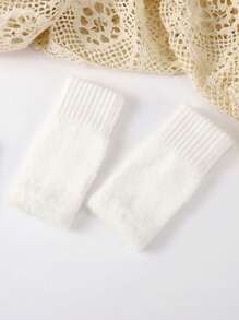 1 Pair Of Simple Knitted Gloves With Exposed Fingers, Suitable For Students' Autumn And Winter Writing And Daily Use, Warm And Antifreeze, Suitable For Both Men And Women, With Multiple Colors To Choose From
