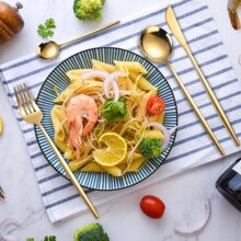 24 Pieces Gold Stainless Steel Cutlery Fork Spoon Knife Table Spoon - NEXUS MARKET - Vàng - Xem 4