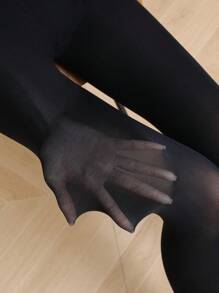 纯色极简连裤袜，女士高腰性感透视紧身裤，轻薄半透明打底裤，塑形弹力连裤袜（适合15-20℃），舒适