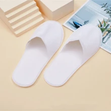 5 đôi dép dùng một lần nâng cấp, đế nhựa trắng, dép nhẹ, mềm mại và thoải mái, thích hợp để tắm vòi sen, spa, khách sạn, du lịch và sử dụng trong nhà cho cả nam và nữ - trắng - Xem 5