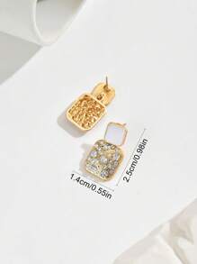 1 Cặp Hoa tai mặt vuông đính đá Rhinestone sang trọng thời trang dành cho nữ - màu đen - Xem 5