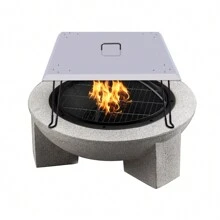 SENDERPICK Pushes Heat Down And Out, Stainless-Steel With Carrying Handle Outdoors Fire Pit Heat Deflector, - Silver - View 2