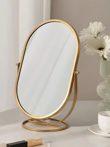 1 Piece Desktop Light Luxury Makeup Mirror, Oval 360° Rotatable Cosmetic Mirror For Counter, Bedroom Decoration Perfect Choice,Makeup,Cheap,Room Decor,Vanity,Travel,Bedroom,Makeup Accessories,Mirror,Vanity Mirror