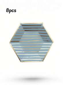 8/16 件水蓝色六角形铝箔纸盘 - 儿童生日、婚礼和庆典的一次性派对用品 - 非常适合蛋糕、水果和下午茶 - 彩色 - 查看 6