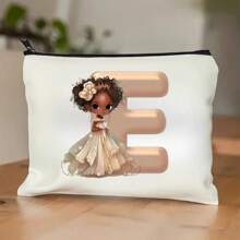 充满活力的图形化妆包 - 便携、简单、宽敞的拉链化妆包，配有多功能盥洗包和洗漱包，适合女孩和女士 - 非常适合旅行、日常使用和整理化妆品收纳袋化妆收纳包迷你袋旅行小化妆盒配件化妆架刷包化妆容器化妆包旅行必需品女士配饰旅行用品 - 白色 - 查看 1