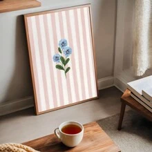 1 件腮红条纹极简花卉艺术印刷品、墙壁艺术、时尚装饰、抽象复古绘画、英式花园、花卉、小屋、帆布墙壁海报、墙壁海报墙壁艺术装饰壁画、家居装饰、海报艺术、卧室客厅走廊装饰 - 彩色 - 查看 12