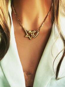 1 chiếc vòng cổ Starburst, vòng cổ Carabiner vàng, vòng cổ xích mắt xích, vòng cổ xích mắt xích có chốt vặn - vàng vàng - Xem 11