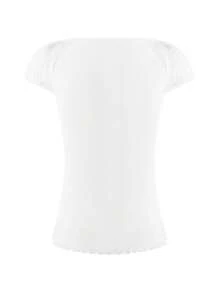 Women Y2k Fairy Grunge Tees Short Sleeve See Through Lace Up T-Shirt Vintage Crop Tops Aesthetic Clothes E-Girl Streetwear - 白色 - 查看 4