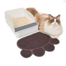 1 Pièce Tapis De Litière Pour Animal De Compagnie En Pvc Antidérapant En Forme D'empreinte De Pied, Double Usage Comme Tapis De Litière Pour Chat Et Tapis De Table