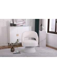 Swivel Accent Chair Armchair, Round Barrel Chair In Fabric For Living Room Bedroom,White,DreamDecor