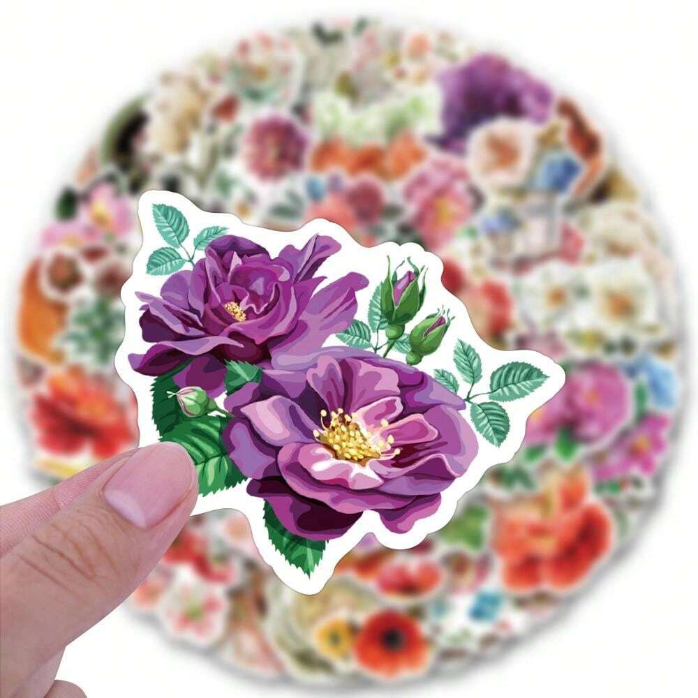 100PCS Retro Flowers Stickers Stickers Vinyl Stickers Scrapbook