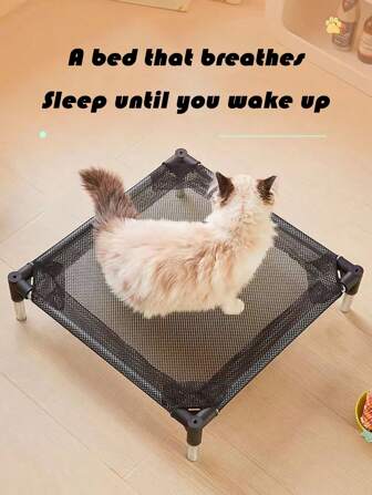Rectangular Waterproof Pet Bed, Elevated Dog/Cat Bed With Stainless Steel Frame, Breathable Mesh, Anti-Humidity