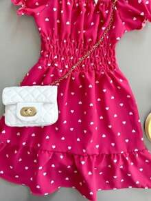 Little Hearts Children's Dress For Girls - 粉色 - 查看 2