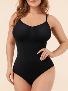 1 Stück Formende Jumpsuit für Frauen, Sexy Jumpsuit, Kleiderfutter, Taille- und Bauchkontrolle, Trägerstil, enge Jumpsuit, Schwarz