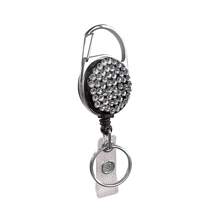 1pc Colorful Rhinestone Inlaid ABS Plastic Retractable Badge Reel, ID Card Holder With Belt Clip And 360 Degree Swivel Back To School