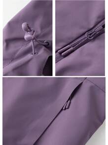 Winbreaker Warm Fleece Lined Soft Shell Jacket, Hooded, Waterproof Windproof, Lightweight Insulation, Suitable For Hiking Camping, Fleece Fabric, Winter - Purple - View 7