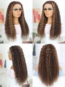 Highlight Human Hair 13X4 Water Wave Lace Front Wigs Honey Blonde P4/27 Hd Lace Frontal Wigs With Baby Hair 180 Density Deep Curly Lace Frontal Wigs For Women Pre Plucked Glueless Wigs 28 30 32 34 Inch