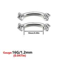 ADYJELY 2/3 pezzi di anelli per sopracciglia, piercing, in acciaio inossidabile ipoallergenico con gemme di zirconia cubica (3mm), filettatura interna, chiodi per labbra/sopracciglia curvi CZ, cartilagine, conchiglia, tragus, orecchini da piercing, decorazione per corpo, taglia 16G, lunghezza 6mm, 8mm, 10mm, adatto per donne e uomini'