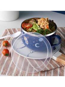 Stainless Steel Lunch Box Compact Container Food Storage Cute Lunch Box 02 - 黑色 - 查看 3