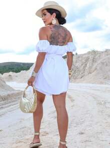 SHORT DRESS TYPE OVERALL - 白色 - 查看 2