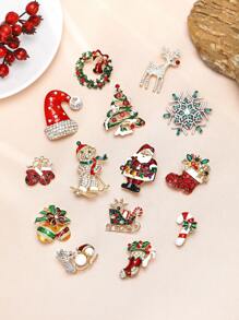 Christmas Elk Brooch For Women Garland Brooch Christmas Tree Brooch Hat Brooch Snowflake Brooch Santa Claus Brooch Bear Brooch Glove Brooch Boots Brooch Bell Brooch Sleigh Brooch Cane Brooch Snowman Brooch Sock Brooch Party Banquet Jewelry Accessory Gift - Christmas - View 8