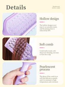 顺发梳 湿发 1 件 空心盾形梳 钻石梳 原装梳子 大号弯梳 肋梳 家用梳子 顺发按摩 蓬松梳子，纯色，双色，珠光，电镀 顺发梳 适用于自然发质 适用于女性男性女孩 减少头发拉扯和卷曲分离 - 彩色 - 查看 9