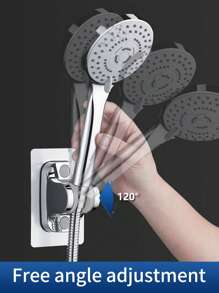 1pc ABS Showerhead Rack, Modernist Punch-Free Adjustable Showerhead Holder For Bathroom Bathroom Accessories Bathroom Tools - Silver - View 2