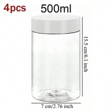 4pcs 7cm Diameter Plastic Storage Bottles With Lids, Paint/Cream/Mask Jars, Eye Cream/Face Cream Bottles, PET Transparent Sampling Containers For Cosmetics - White - View 14