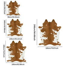 5 英尺 X 6 英尺优质人造皮革地毯，耐用大尺寸奶牛印花小地毯，客厅区域地毯，客厅大地毯，房间装饰，适用于卧室和客厅西式装饰，人造毛皮动物牛皮地毯，棕色 - 牛26 - 查看 3