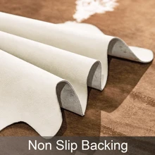 5 英尺 X 6 英尺优质人造皮革地毯，耐用大尺寸奶牛印花小地毯，客厅区域地毯，客厅大地毯，房间装饰，适用于卧室和客厅西式装饰，人造毛皮动物牛皮地毯，棕色 - 牛26 - 查看 9