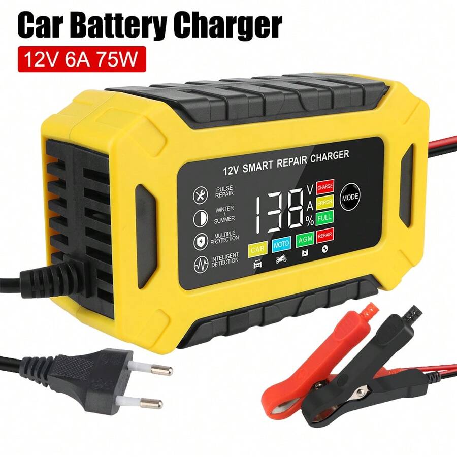 Digital LCD Display Car Auto Battery Charger Wet Dry Lead Acid Gel