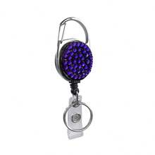 1pc Colorful Rhinestone Inlaid ABS Plastic Retractable Badge Reel, ID Card Holder With Belt Clip And 360 Degree Swivel Back To School