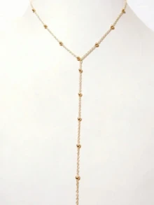 1 chiếc vòng cổ dài giản dị tối giản đa năng thời trang - dây chuyền quả cầu vàng - Xem 2