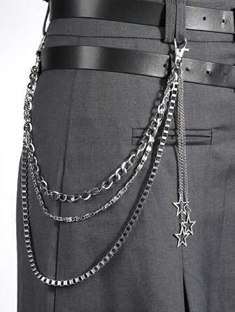 1 pezzo Catena da vita punk rock unisex con pendente, catena metallica a 3 strati con nappine, adatta per abbinamenti quotidiani, casual all'aperto, atletica, vacanza, viaggio, regali di laurea, accessori per abiti da compleanno
