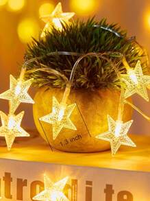 星形灯串电池供电 - 10 个 LED 星形仙女灯串带定时器，防水，适用于室内卧室帐篷阁楼床露台派对婚礼装饰，暖白色 - 彩色 - 查看 2